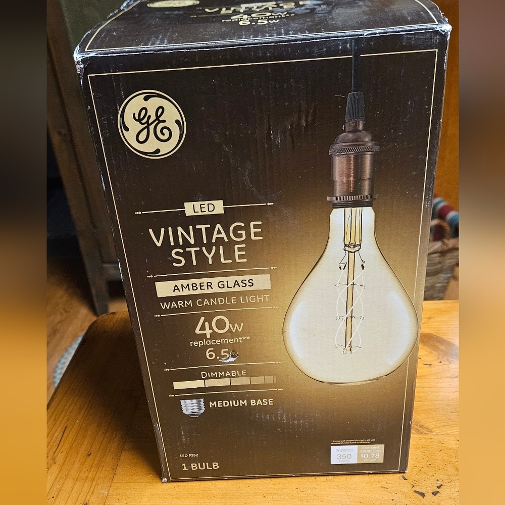 GE Large Vintage Style LED Light Bulb - Amber Glass